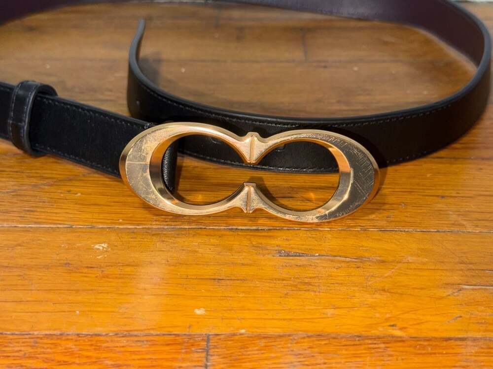COACH Signature C Gold Buckle Black Leather Belt C1725 Large 39in